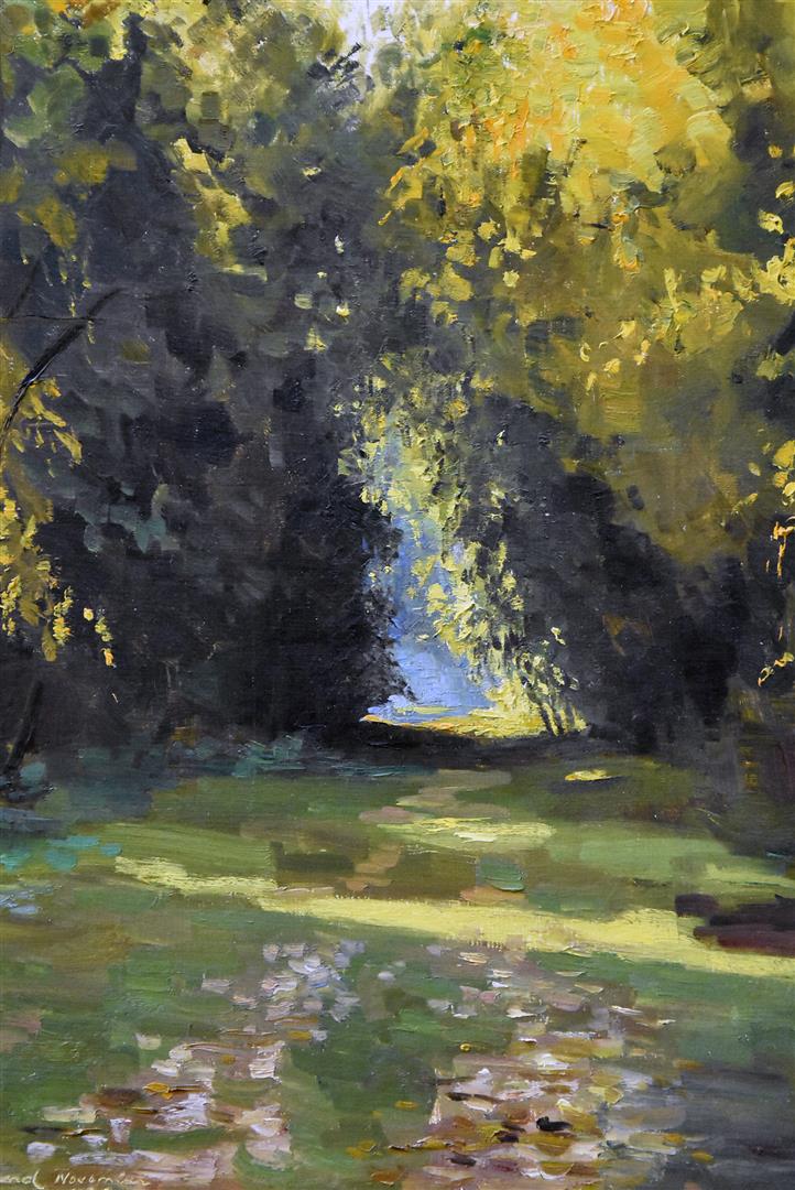 Kunstwerk het vergeten laantje van Aleid Slingerland, 1989, olieverf op doek, impressionistisch geschilderd